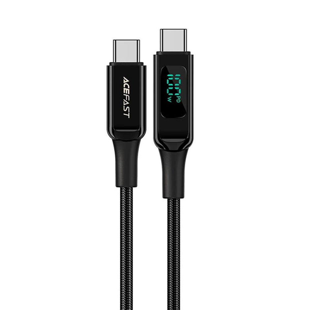 Levně Acefast Data Cable C6-03 Type-C na Type-C 100W Rychlé Nabíjení 5A LED Displej 2m Černá