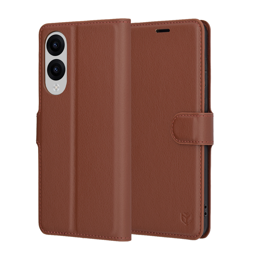 Levně Kožené pouzdro Techsuit pro Samsung Galaxy S25 Edge hnědé