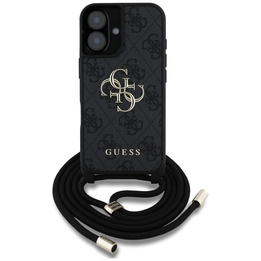 Levně Guess Hardcase 4G Big Logo s popruhem iPhone 16 Plus černá