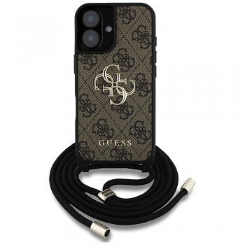 Guess Hardcase 4G Big Logo s popruhem iPhone 16 Plus hnědý