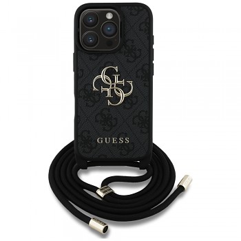 Guess Hardcase 4G Big Logo s popruhem iPhone 16 Pro Max černá