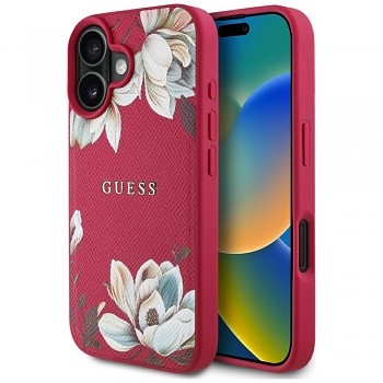 Guess Grained Flowers MagSafe GUHMP16SPGNMPLMF iPhone 16 Fuchsiová