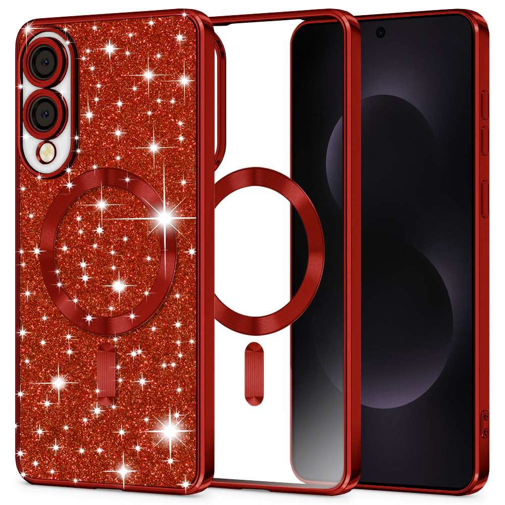 Levně Techsuit Luxury Glitter MagSafe pro Samsung Galaxy S25 Edge červený