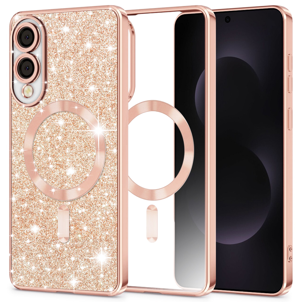 Levně Techsuit Luxury Glitter MagSafe pro Samsung Galaxy S25 Edge růžově zlatá