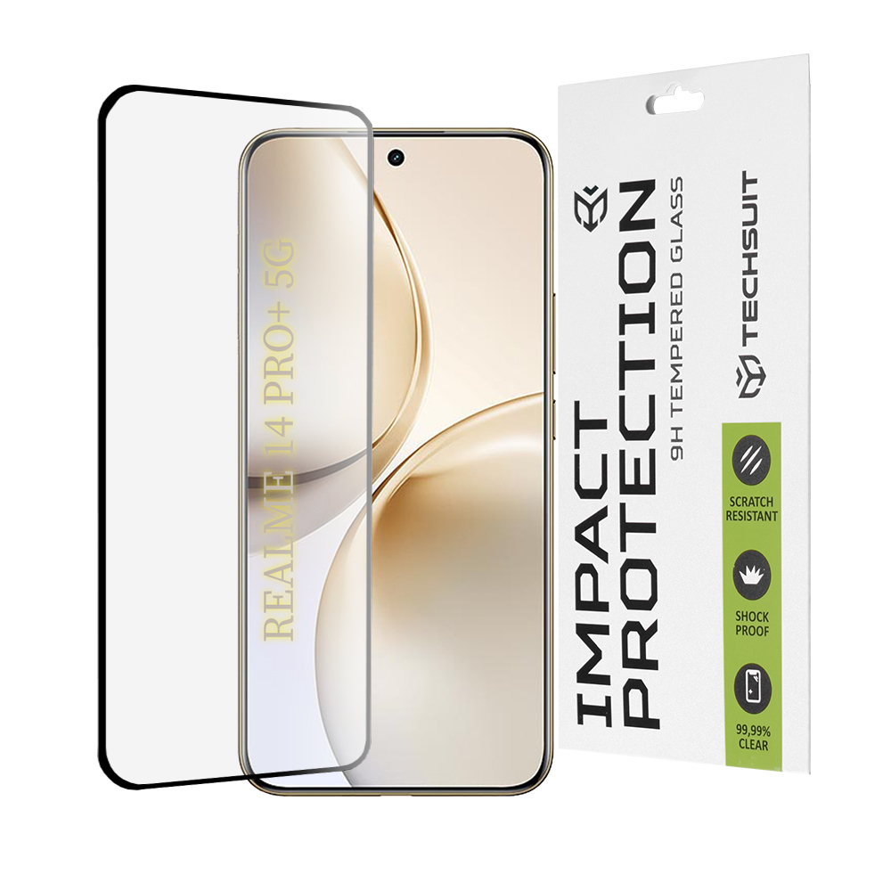 Levně Ochranné sklo Techsuit 111D 3D zakřivené Realme 14 Pro+ černé