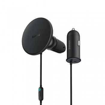 Baseus Wireless Car Vent Holder 15W s 40W zásuvkou USB světelný prstenec černý