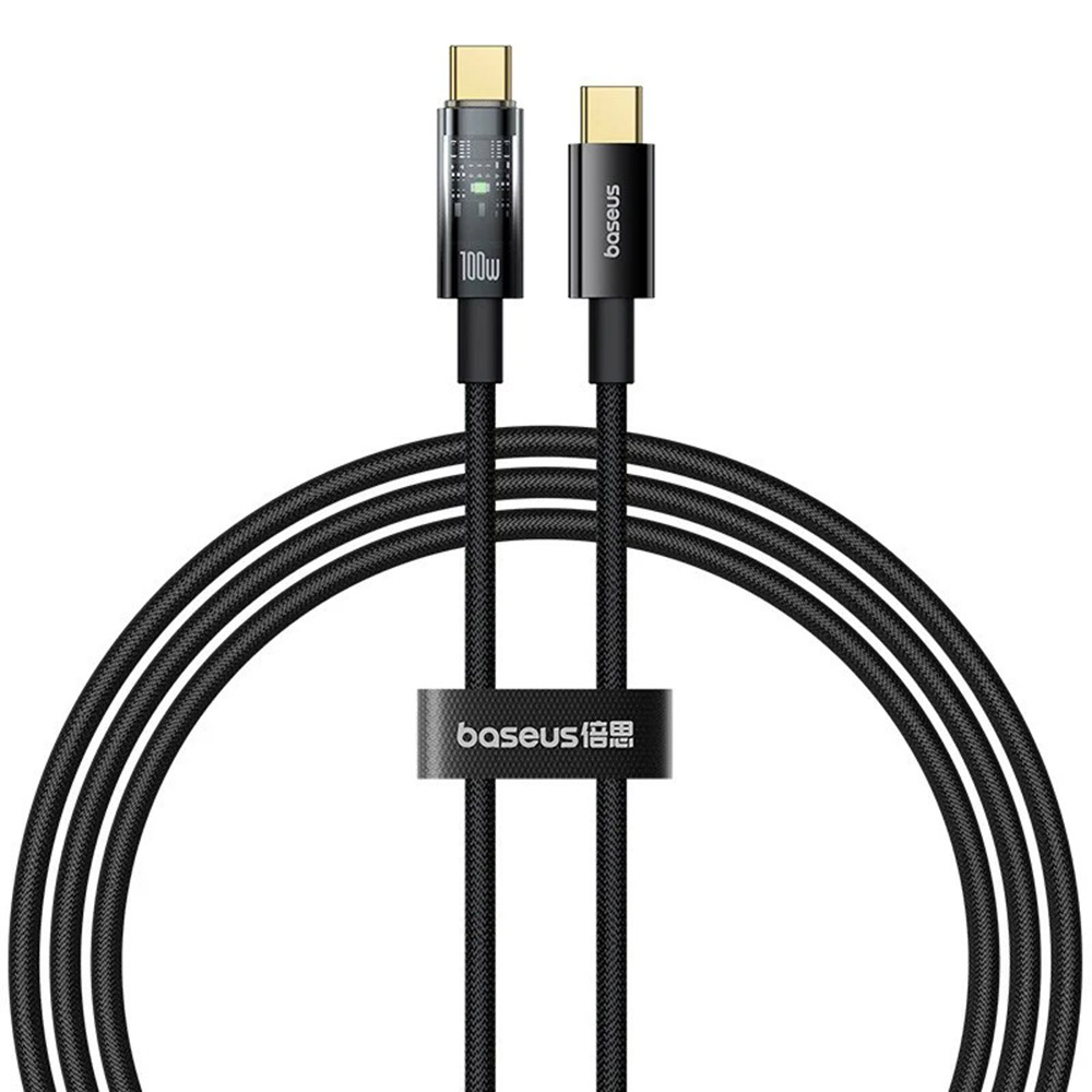 Levně Baseus Data Cable Explorer Type-C Rychlé Nabíjení 100W Automatické Vypnutí Nylon 2m Černá