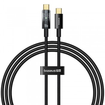 Baseus Data Cable Explorer Type-C Rychlé Nabíjení 100W Automatické Vypnutí Nylon 2m Černá