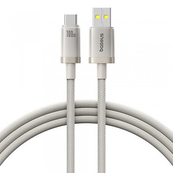 Baseus Data Cable Titanium USB na Type-C 100W Rychlé nabíjení 2m Stříbrná