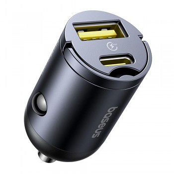 Baseus Car Charger Tiny Star Mini USB Type-C 30W s vestavěnou rukojetí černý