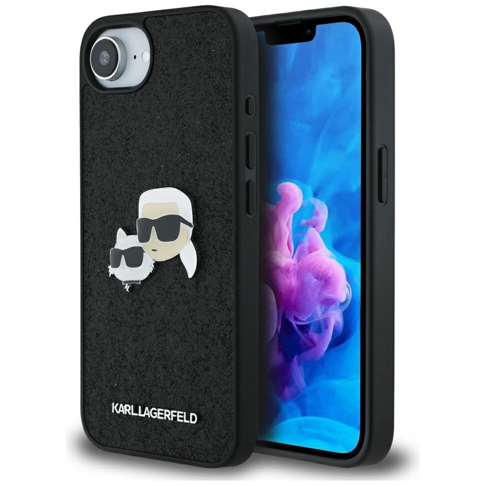 Karl Lagerfeld Hardcase Glitter iPhone 16e Karl&amp;Choupette Head Black