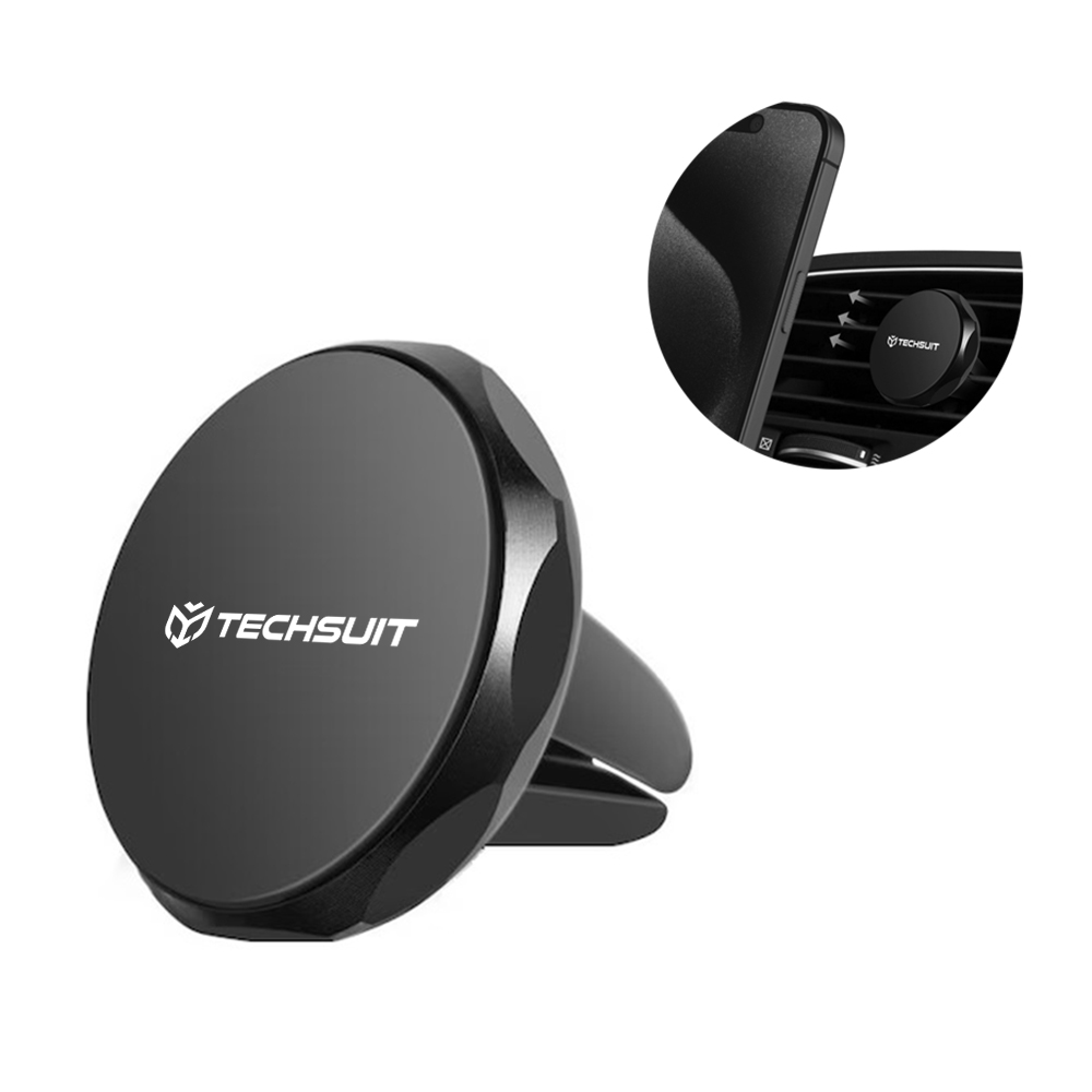 Levně Techsuit Car Holder TinyGrip S9 do ventilace s kovovou destičkou silný magnet univerzální kompatibilita černá stříbrná