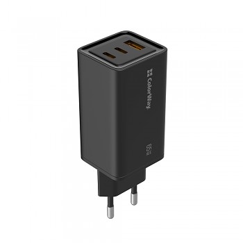 ColorWay Wall Charger CW-CHS039PD-BK USB QC 2xType-C PD GaN3 Pro 65W černá