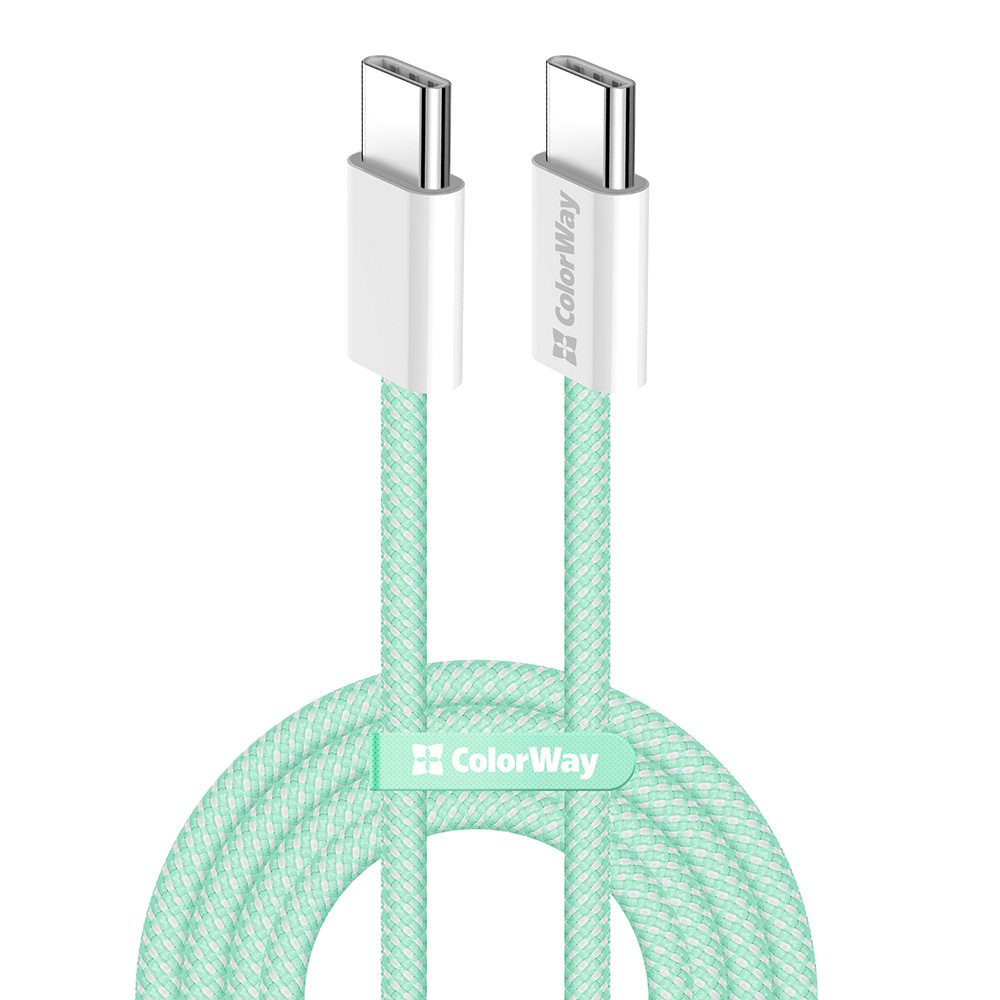 Levně ColorWay Data Cable CW-CBPDCC061-G pro MacBook Pro Type-C na Type-C PD 60W 1m zelená