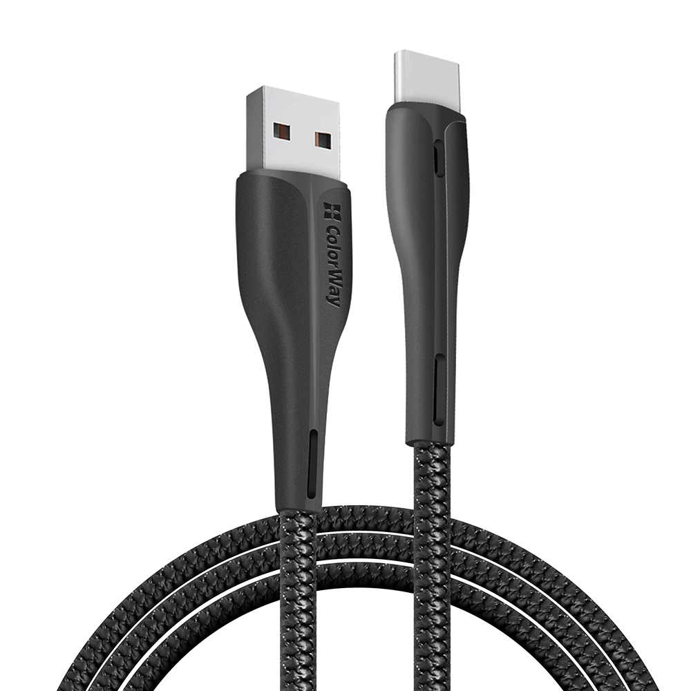 Levně ColorWay Data Cable USB na Type-C pro synchronizaci a nabíjení 1m černá