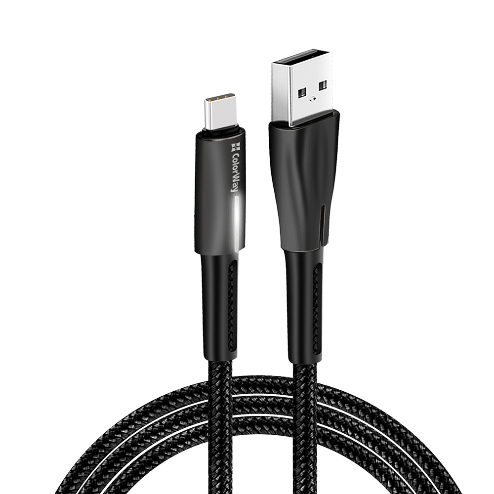 Levně ColorWay Data Cable USB na Type-C Rychlé Nabíjení 1m Černá