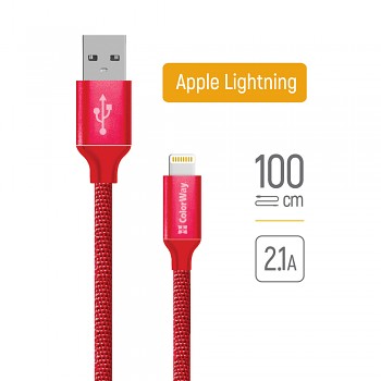 ColorWay datový kabel USB 2.0 na Apple Lightning 1m červený