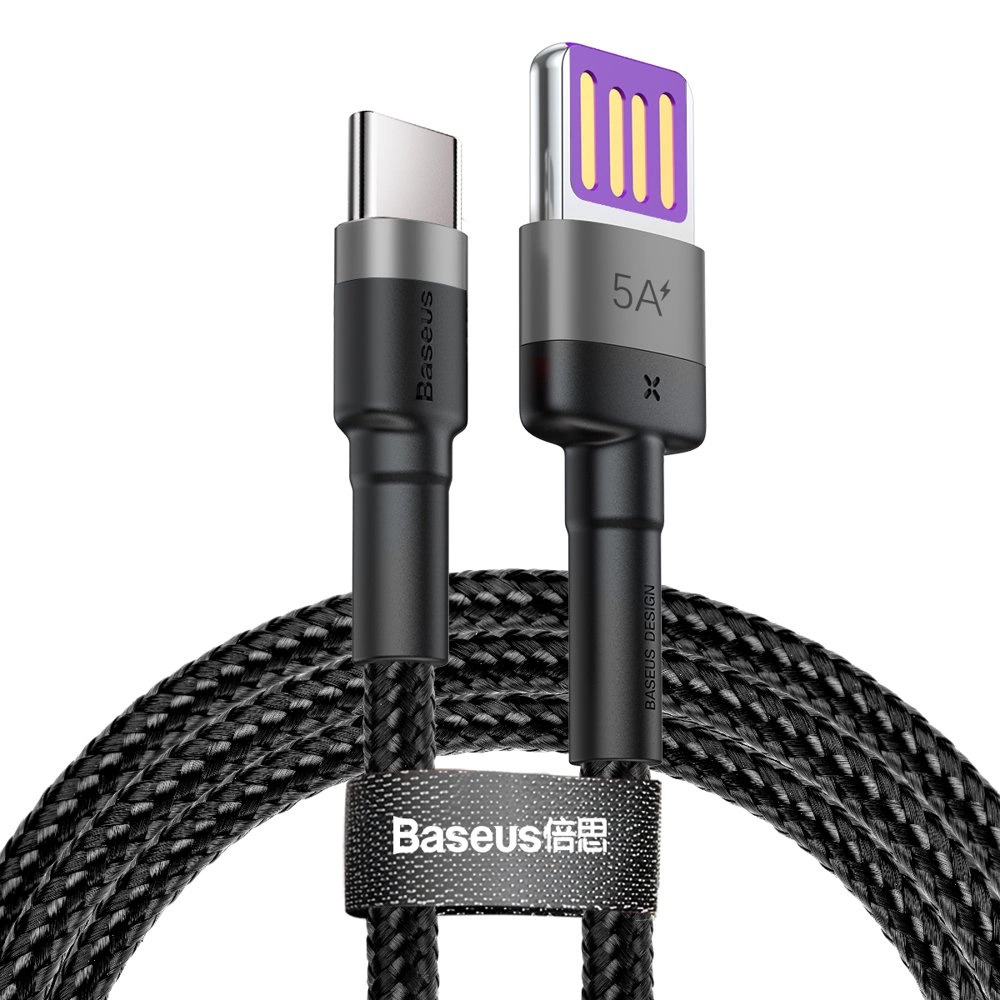 Levně Baseus Data Cable Cafule Series Metal USB na Type-C Rychlonabíjení 1m Černá