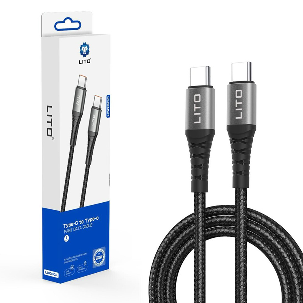 Levně Lito Data Cable LD22CC Type-C na Type-C Rychlé nabíjení 60W 2m Černá