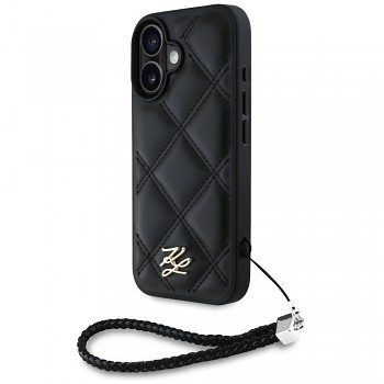 Karl Lagerfeld Quilted Initial Logo & Chain Strap iPhone 16 černá