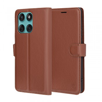 Pouzdro Techsuit kožené pro Motorola Edge 60 Edge 60 Fusion hnědé