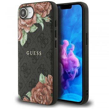 Guess Hardcase 4G Flower Print MagSafe iPhone 16e černý
