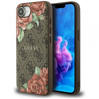 Guess Hardcase 4G Flower Print MagSafe iPhone 16e hnědý