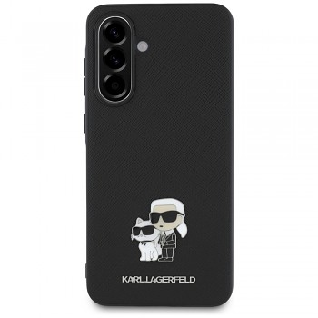 Karl Lagerfeld Saffiano pouzdro růžové pro Samsung Galaxy A56 5G Karl&Choupette Metal Pin