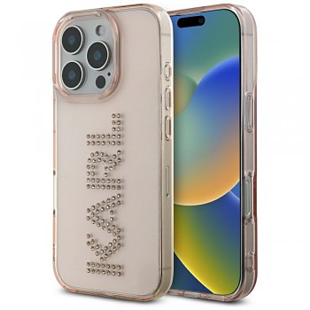 Karl Lagerfeld IML Rhinestones iPhone 16 Pro s růžovým logem