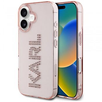 Karl Lagerfeld IML Rhinestones iPhone 16 s růžovým logem