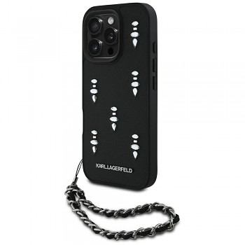 Karl Lagerfeld Saffiano iPhone 16 Pro Crystals & Charm černá