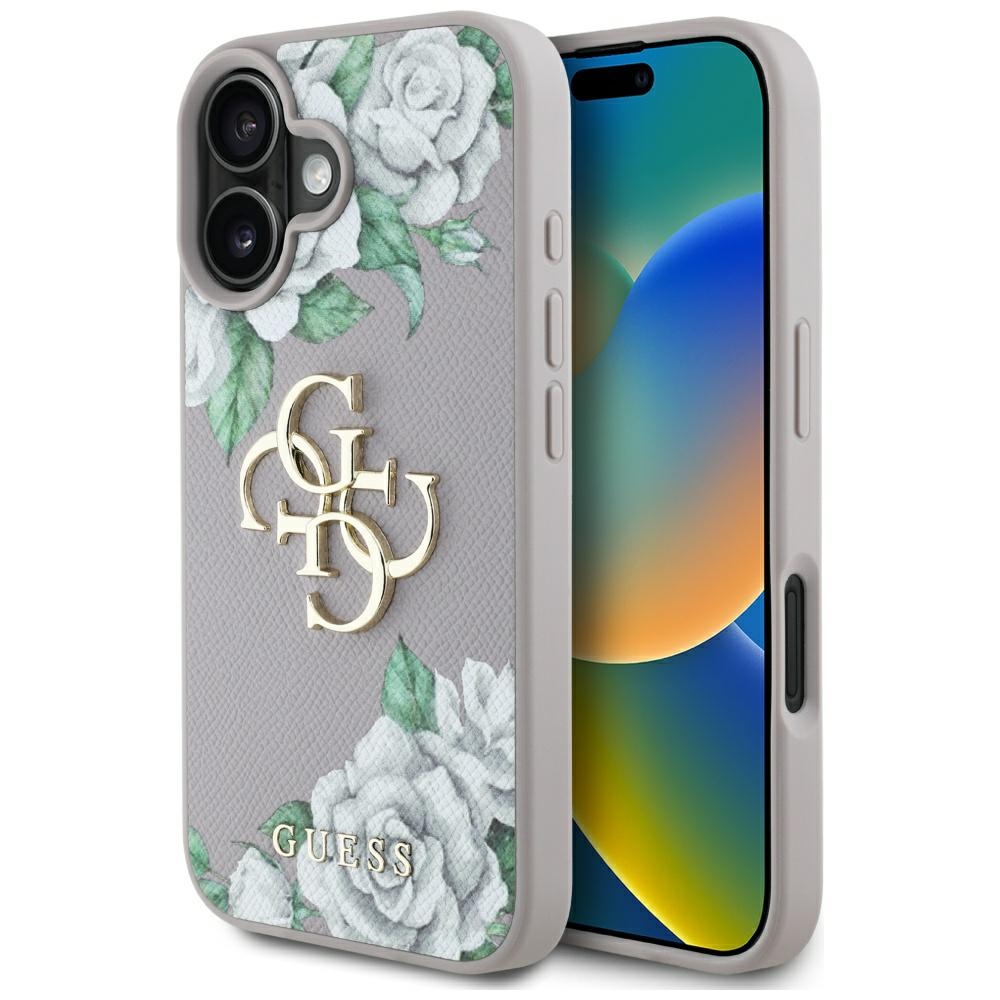Levně Guess Hardcase 4G Grained Roses Big Logo iPhone 16 fialová