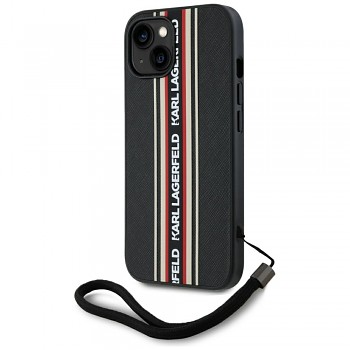 Karl Lagerfeld Saffiano Athleisure Stripes Cord iPhone 15 červená