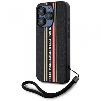 Karl Lagerfeld Saffiano Athleisure Stripes Cord iPhone 15 Pro červená