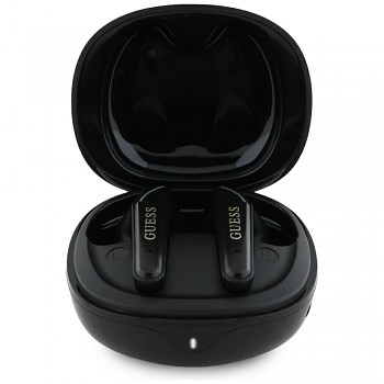 Guess Wireless Earbuds Flat Classic Logo Electroplated černé