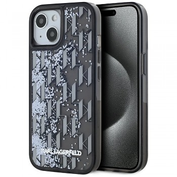 Karl Lagerfeld Hardcase Liquid Glitter iPhone 15 Monogram černá