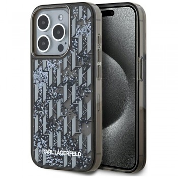 Karl Lagerfeld Hardcase Liquid Glitter iPhone 15 Pro Max Monogram černá