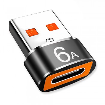 Techsuit Premium OTG Adaptér HyperPort (A4) Type-C na USB 5Gbps 6A 120W pro telefon černá oranžová