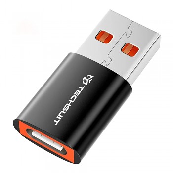 Techsuit Premium OTG Adaptér HyperPort (A5) Type-C na USB 6A 5Gbps černá oranžová