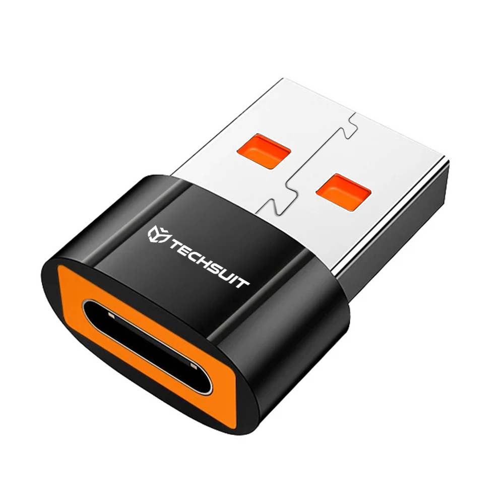 Levně Techsuit Premium OTG Adaptér HyperPort (A7) Type-C na USB3.0 5Gbps 10A pro telefon černá oranžová