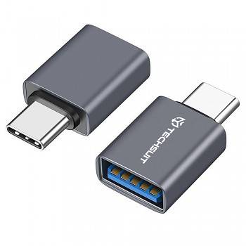 Techsuit Premium OTG Adaptér SlateVolt (A8) USB 3.0 na Type-C 5Gbps 3A šedý