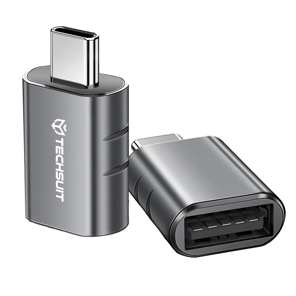 Levně Techsuit Premium OTG Adaptér SlateVolt (A10) USB 3.0 na Type-C šedý