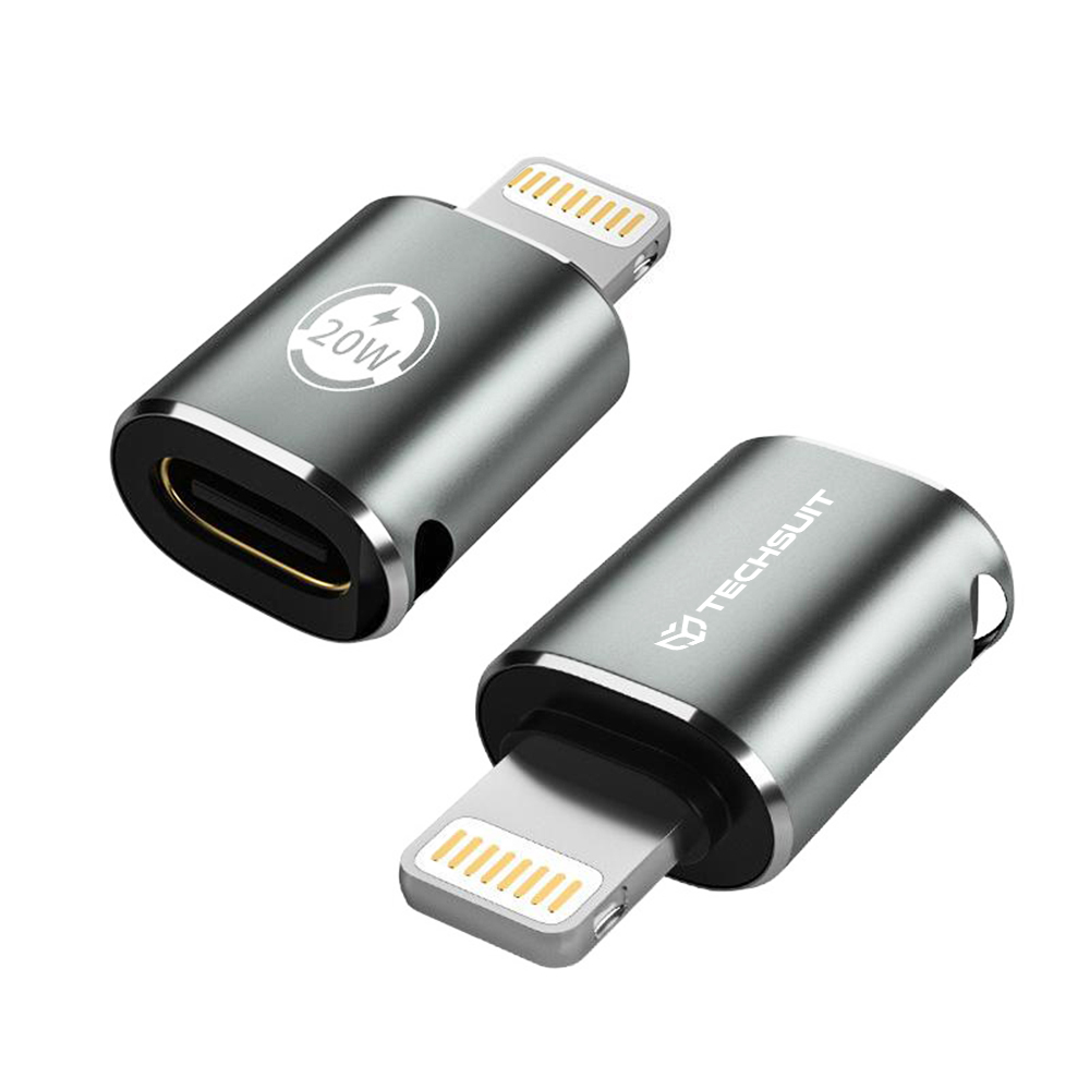 Levně Techsuit Premium OTG Adaptér TitanCoreX (A11) Type-C na Lightning 3A šedý