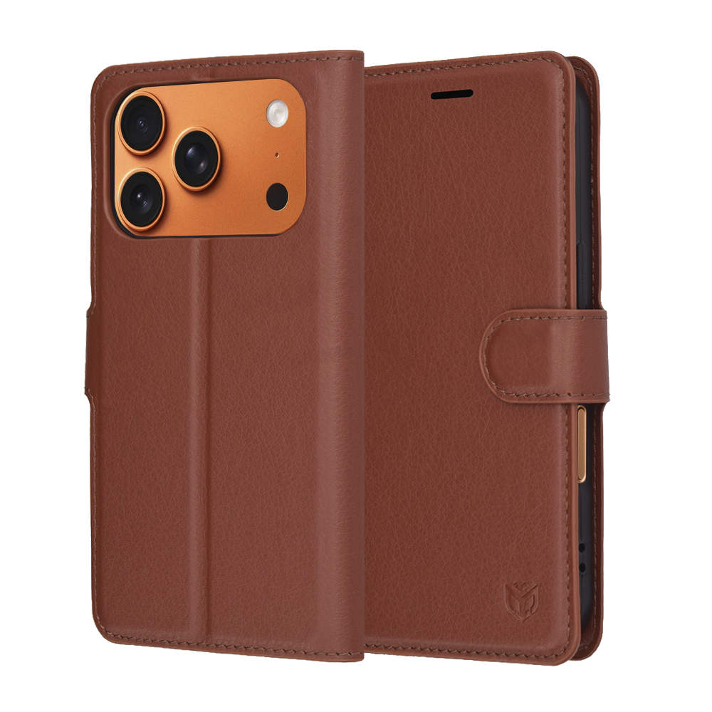 Levně Pouzdro Techsuit Leather Folio pro iPhone 17 Pro Max hnědé