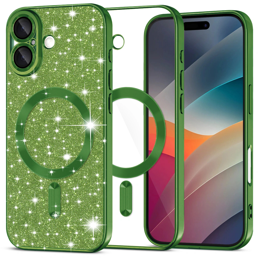 Levně Techsuit Luxury Glitter MagSafe pro iPhone 17 v tmavě zelené