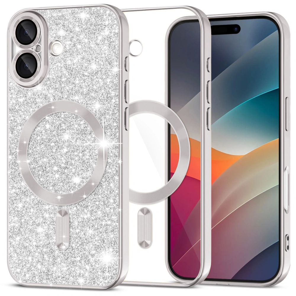 Levně Techsuit Luxury Glitter MagSafe pro iPhone 17 stříbrný