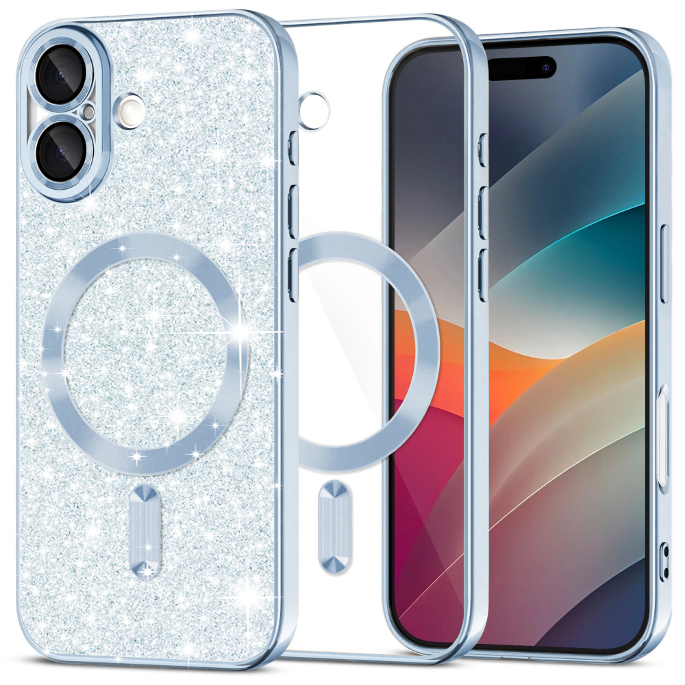 Levně Techsuit Luxury Glitter MagSafe pro iPhone 17 světle modrá