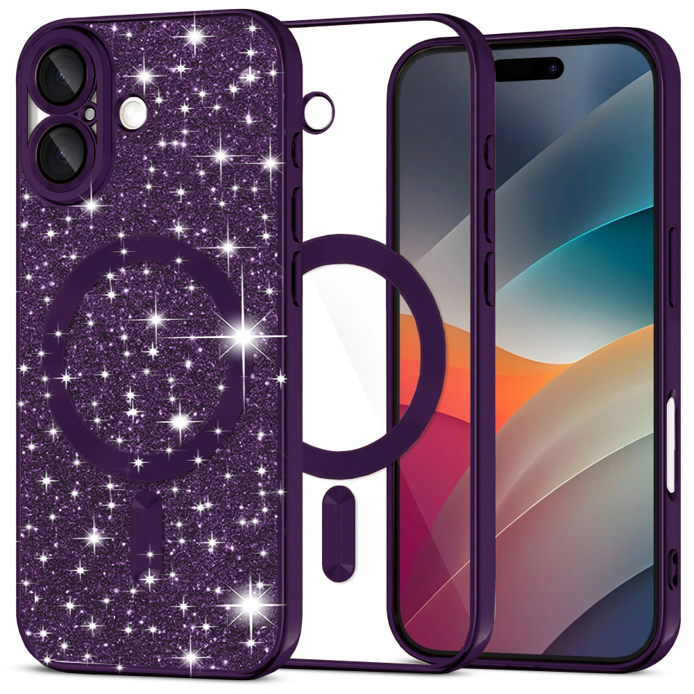 Levně Techsuit Luxury Glitter MagSafe pro iPhone 17 v tmavě fialové