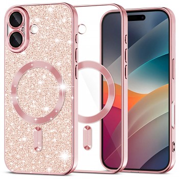 Techsuit Luxury Glitter MagSafe pro iPhone 17 v růžově zlaté barvě