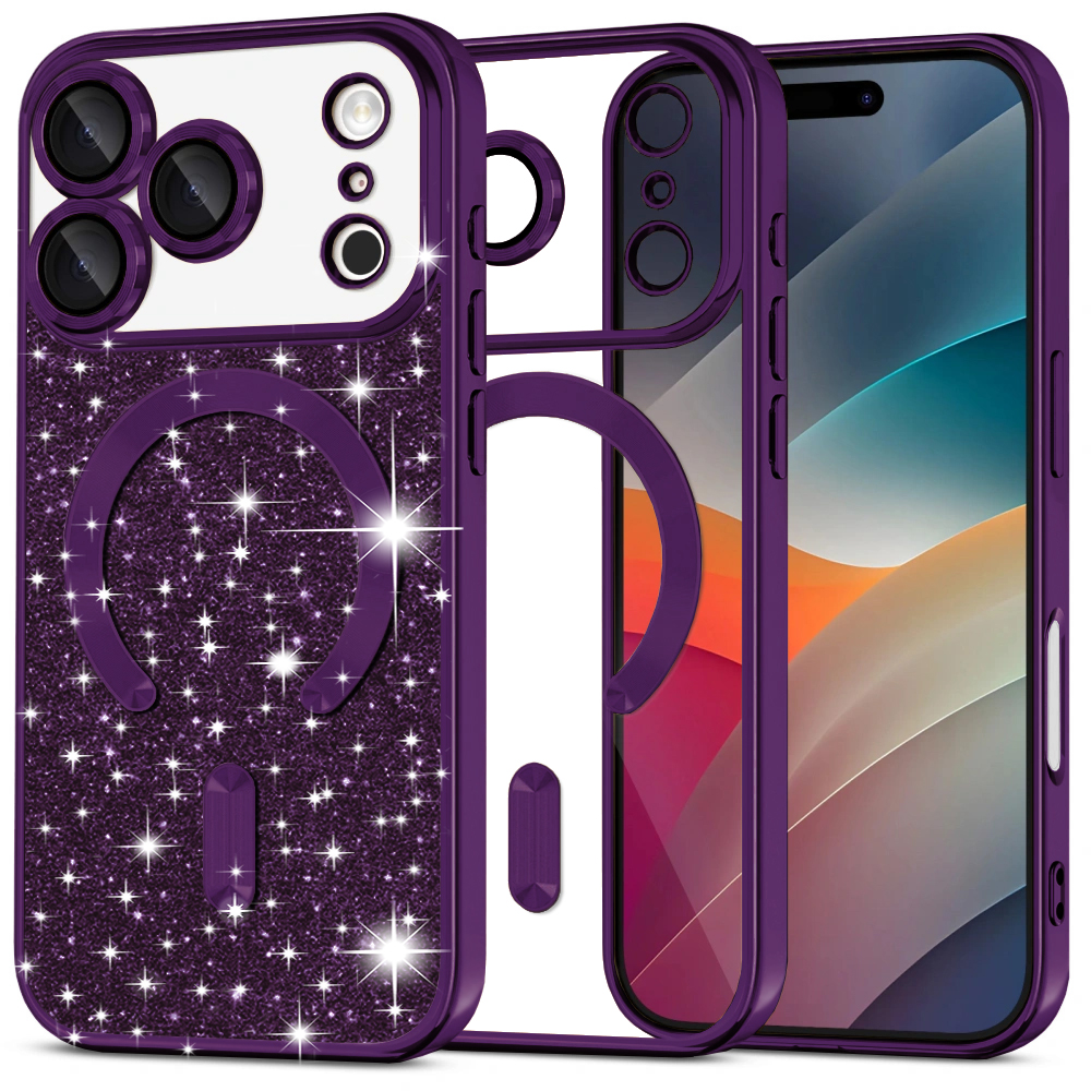Levně Techsuit Luxury Glitter MagSafe pro iPhone 17 Pro v tmavě fialové